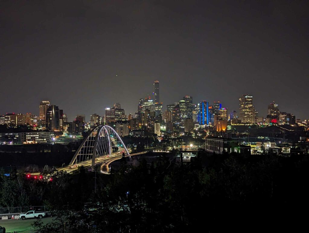 Edmonton downtown and skyline after dark