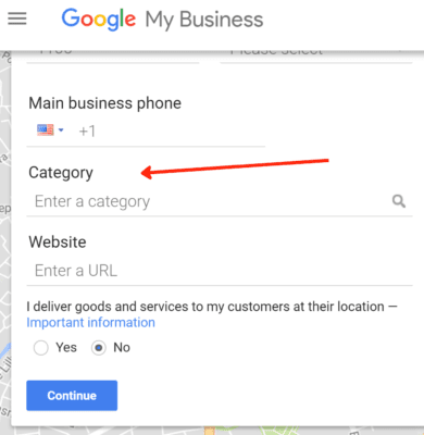 Google My Business Category