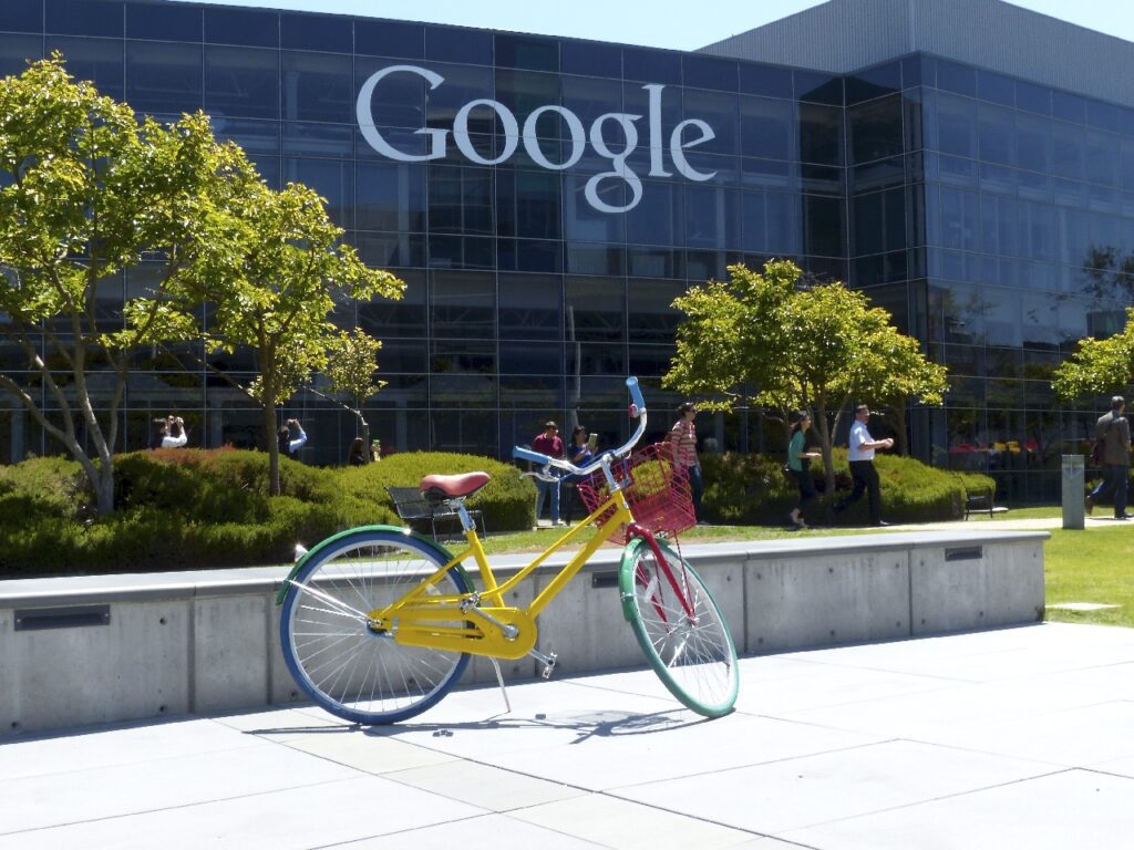 a bike infront of the Google head quarters