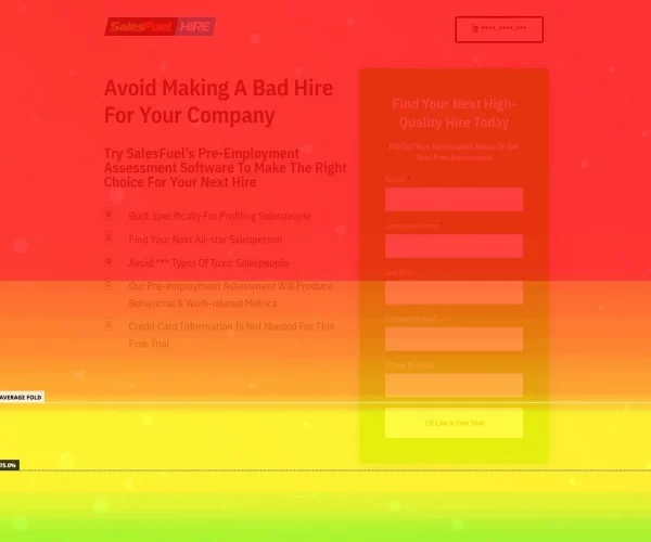 Homepage heatmap of SalesFuel. A hiring company.