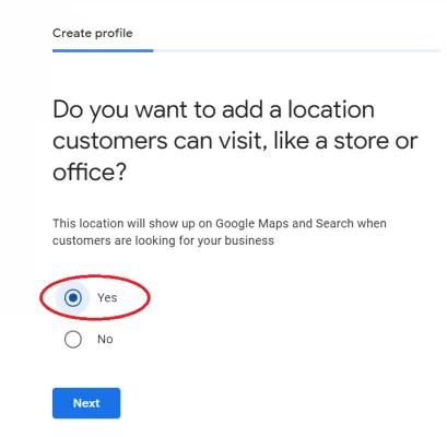 Image of setting the location of your Google Business Profile