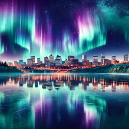 northern lights ai generated image over Edmonton