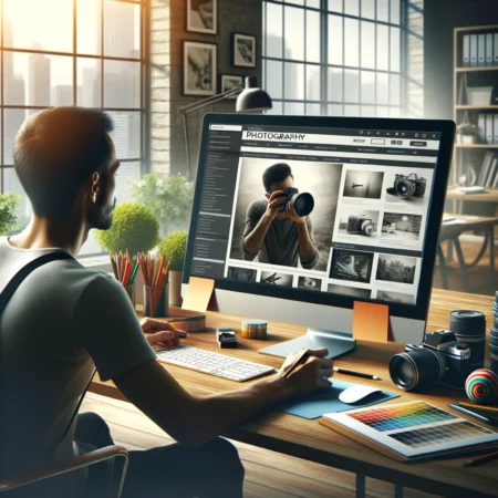 a web designer working on a website for a photographer