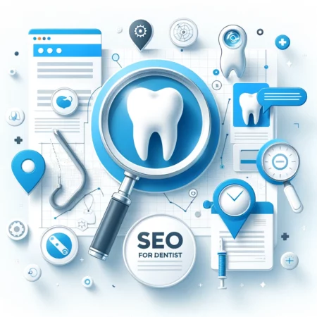A clean and professional infographic for a dental website's 'SEO for Dentists_ Why Does It Matter_' section, featuring only icons and visual elements
