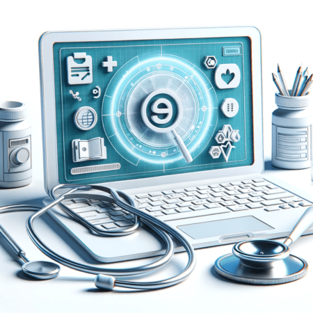 an illustration of a computer with a stethoscope